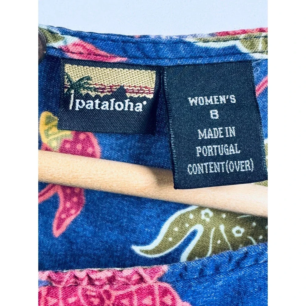 Pataloha Patagonia Dress Size 8 Blue Floral Cotton Knee Length Made in Portugal